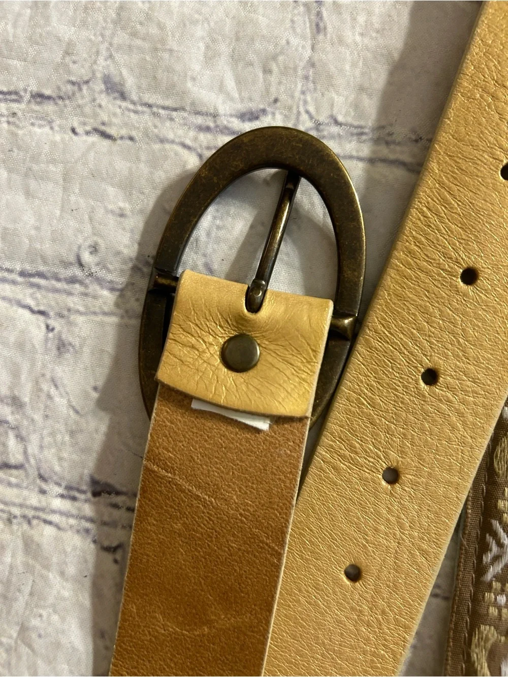 FRESH PRODUCE 100% COTTON BOHO BELT & VTG CANDIES METALLIC GOLD BELT